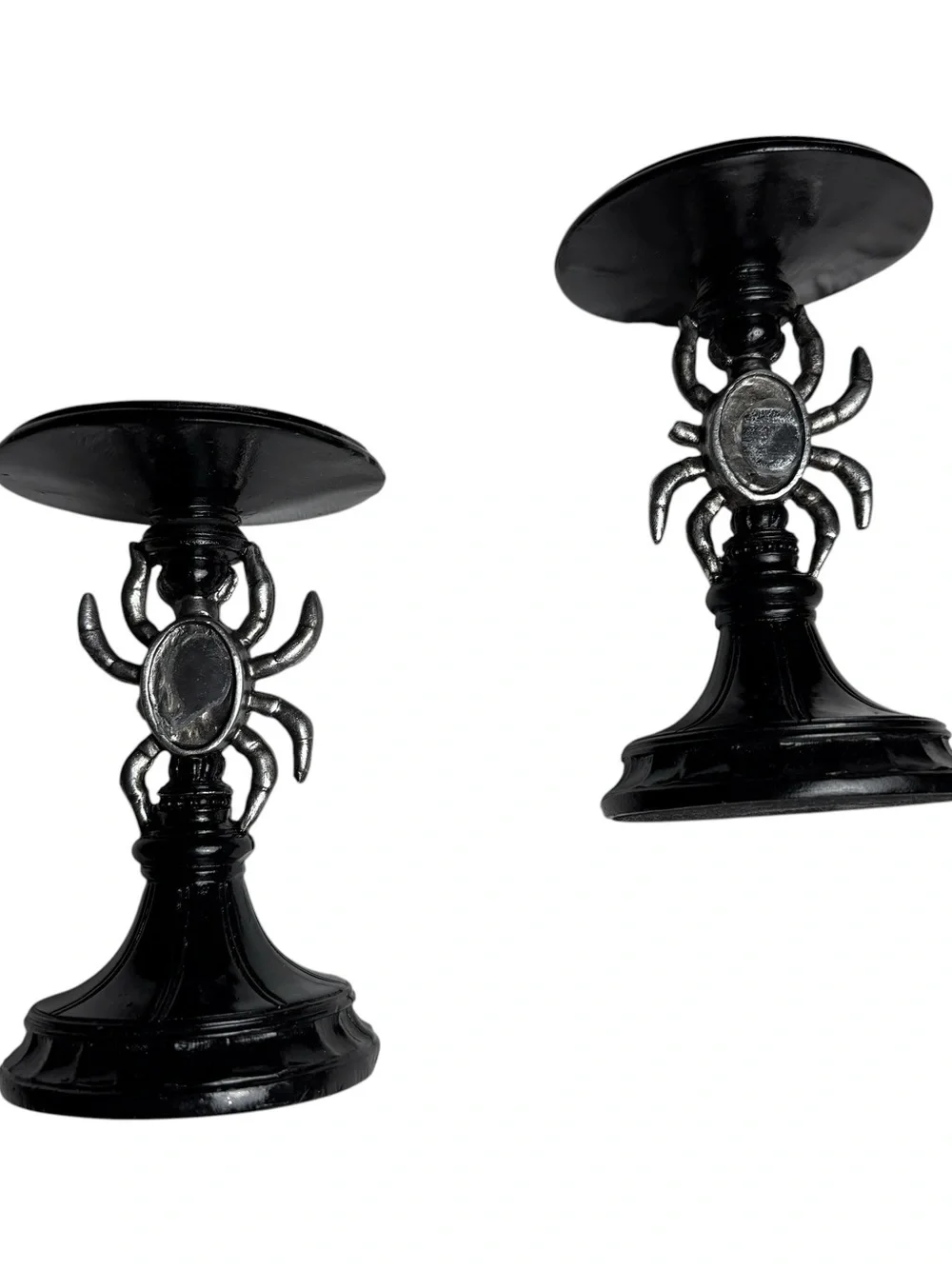 2 Spider Pedestal Candle Holders Halloween Goth Whimsical Witchy Victorian Edwar